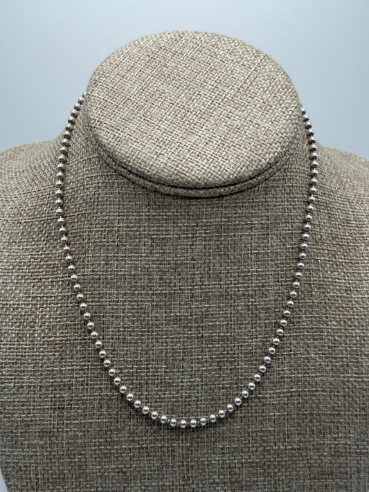 .925 Sterling Silver Beaded Ball Chain Necklace Sz. 15in