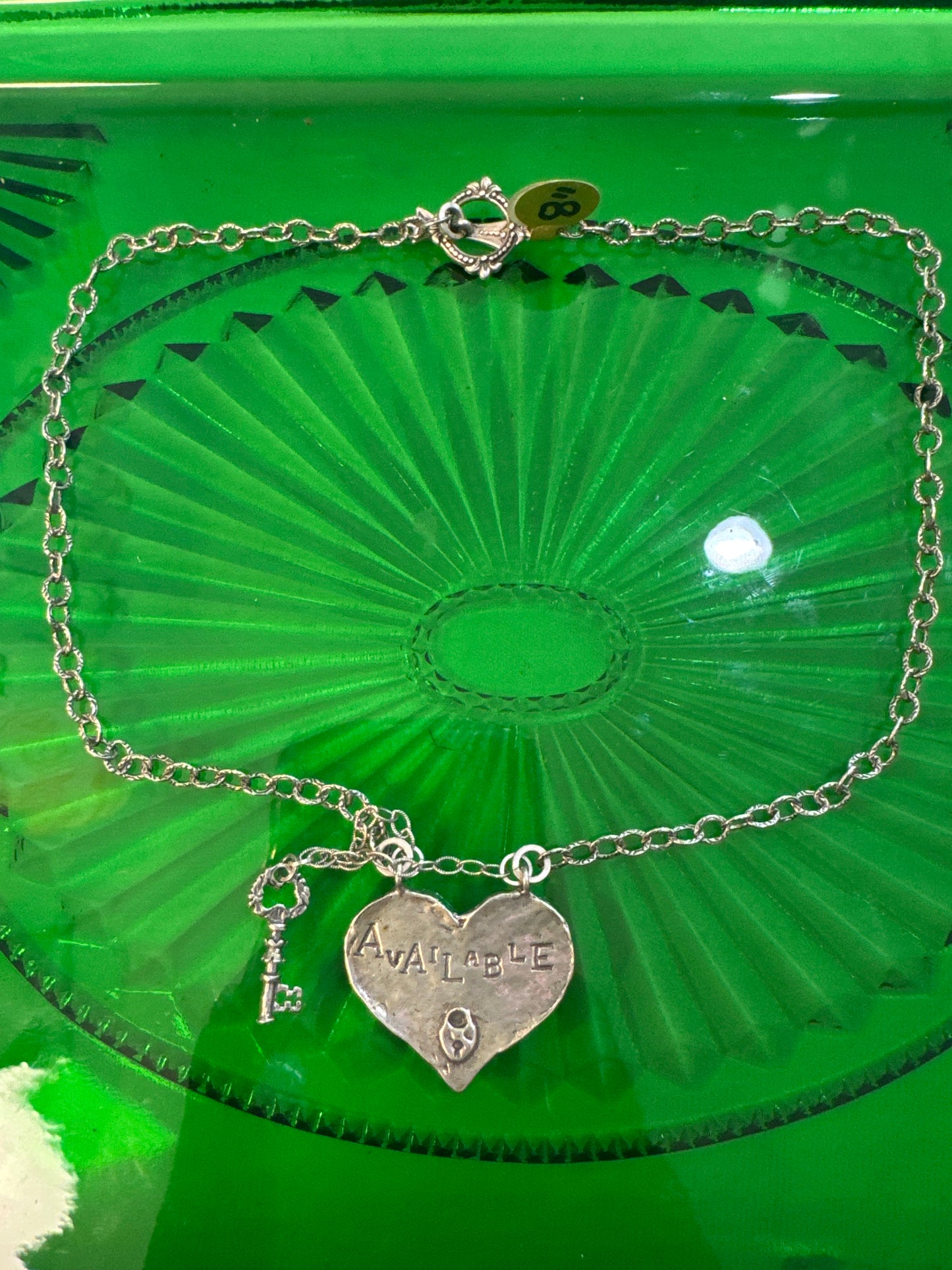 .925 Sterling Silver Taken, Available heart necklace