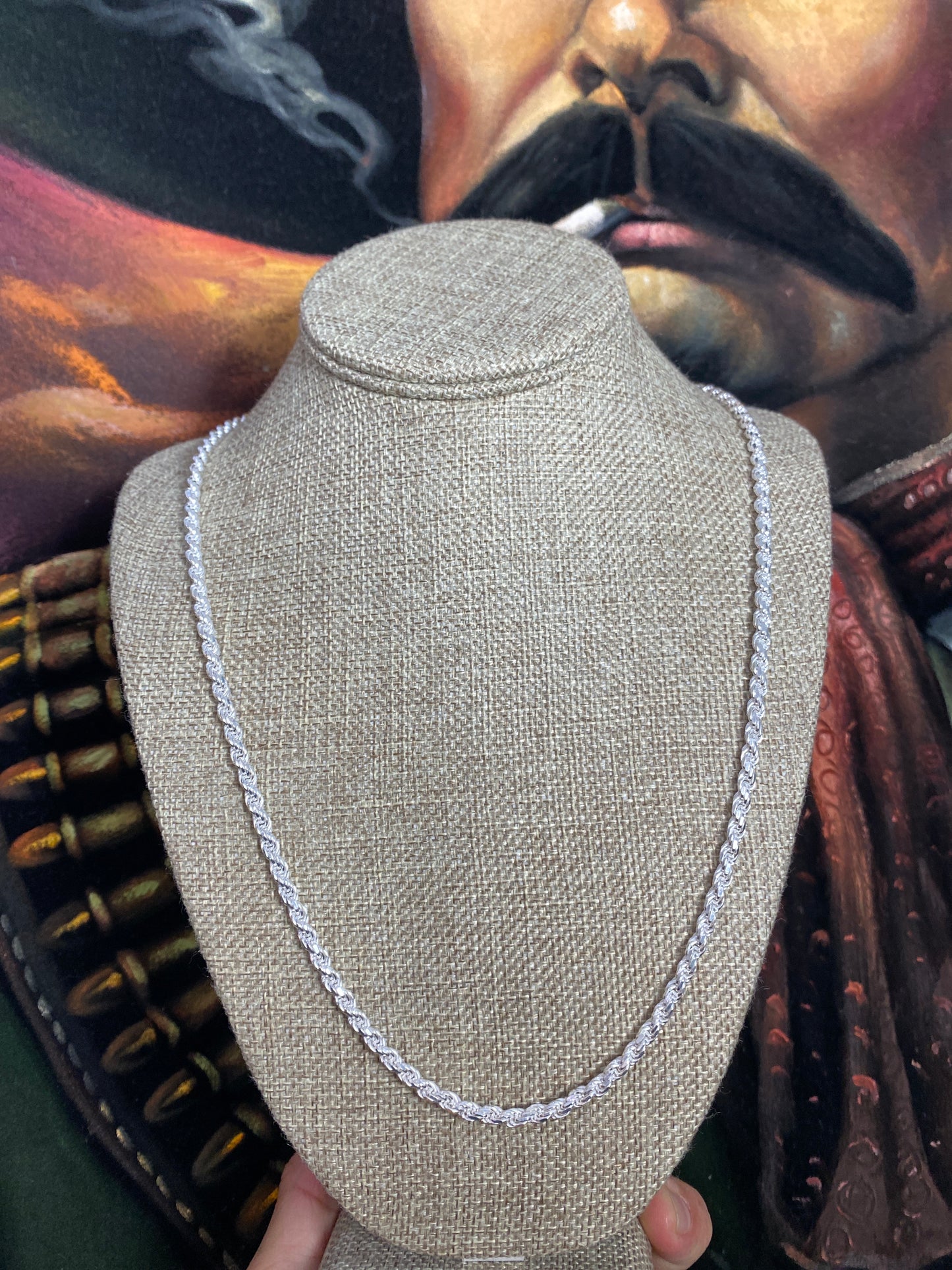 .925 Sterling Silver Solid Rope Chain 26”