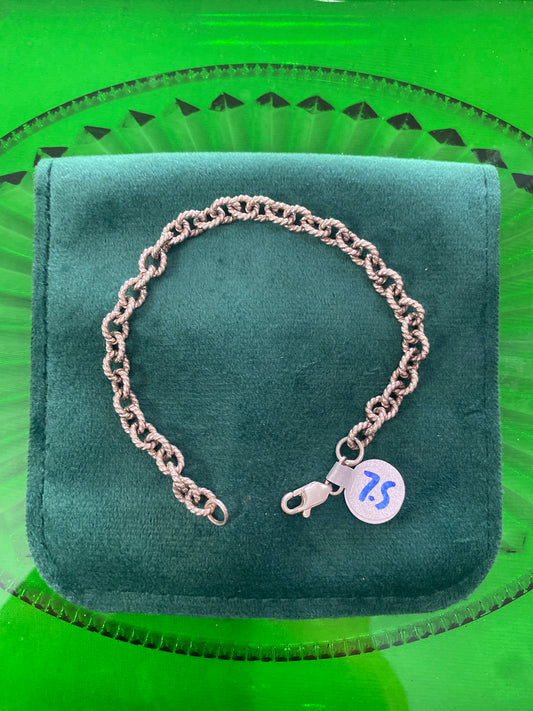 .925 Sterling silver coin edge  Bracelet Round 7.5”