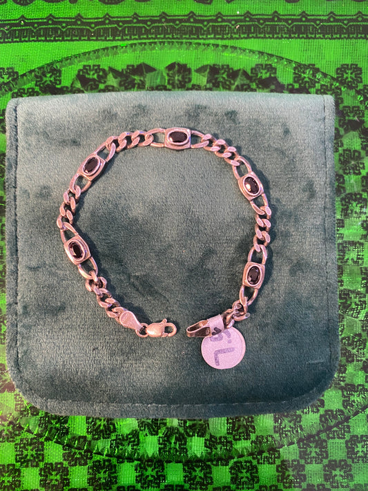 .925 Sterling Silver Onyx Stone Bracelet 7.5”