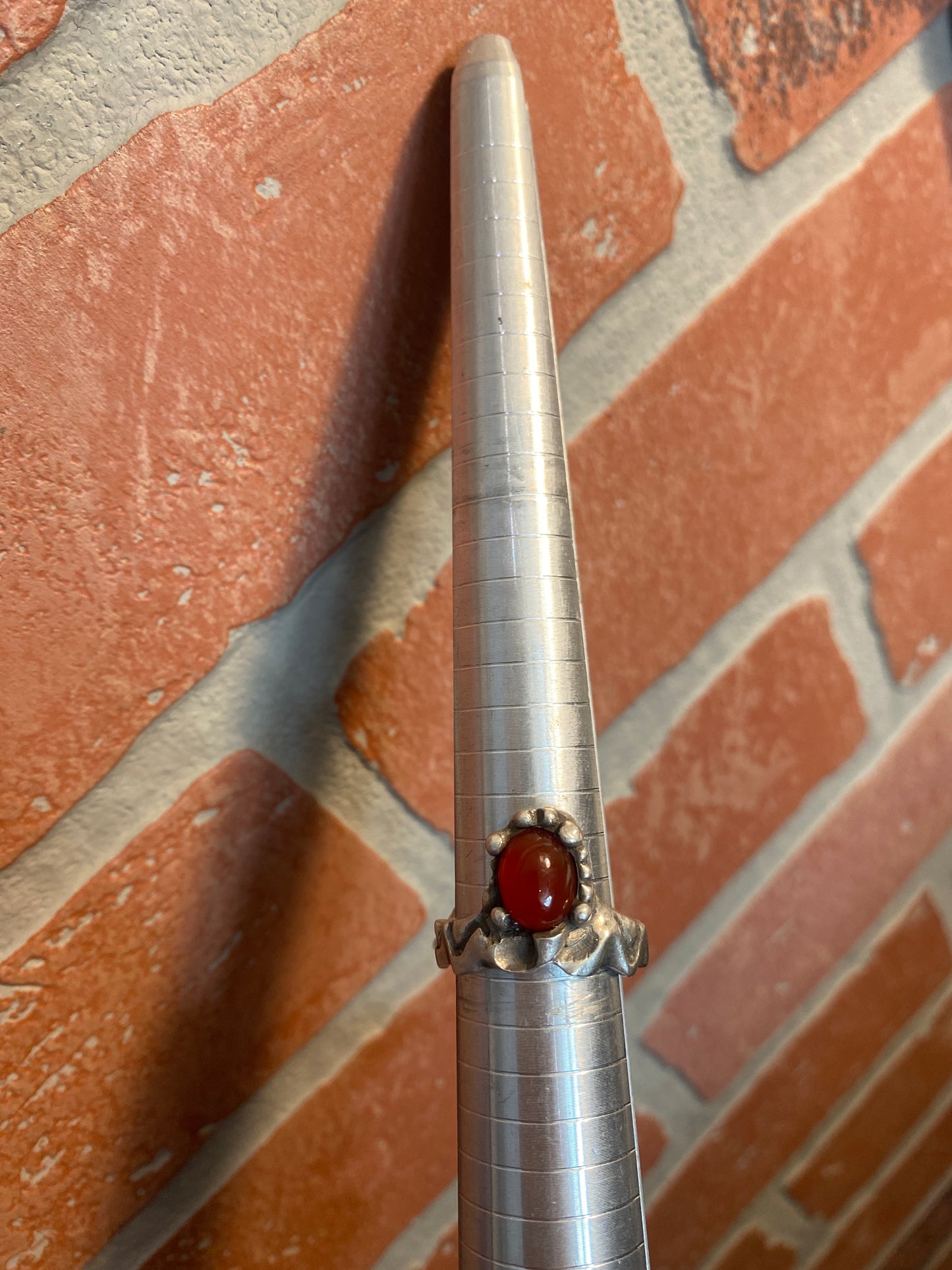 .925 Sterling Silver Red Stone Ring 9.5”