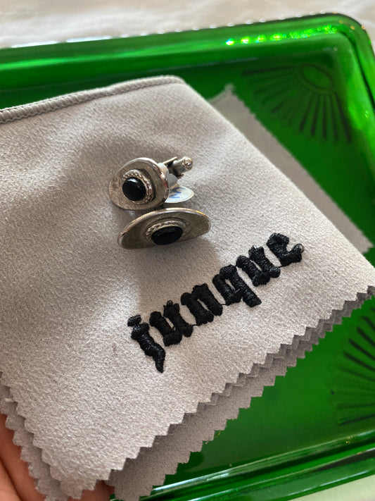 .925 Sterling Silver Vintage Onyx Cuff Links