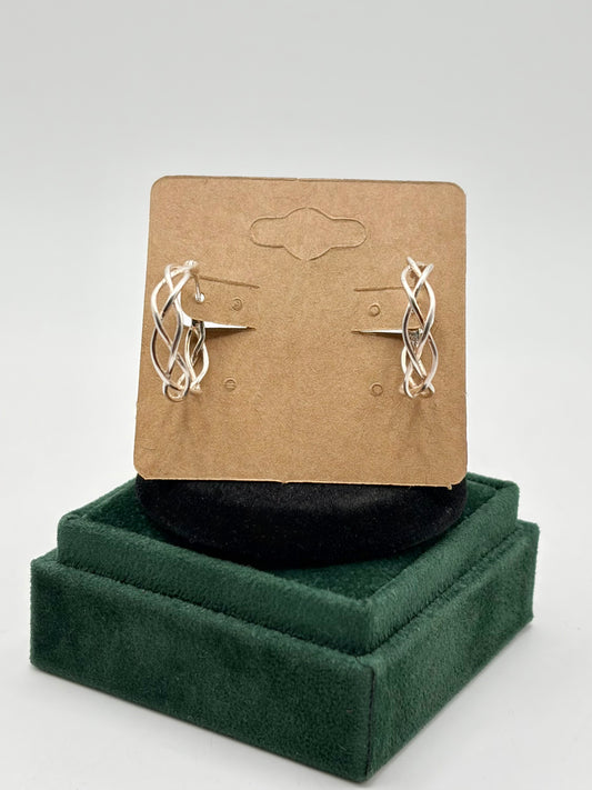 .925 Sterling Silver Intersecting Hoop Earrings