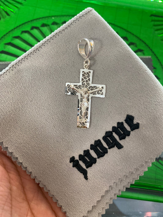 .925 Sterling Silver Filigree Jesus Cross Pendant