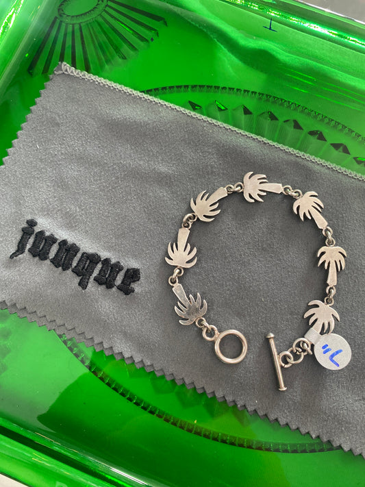 .925 Sterling Silver Palm Tree Link Bracelet 7”