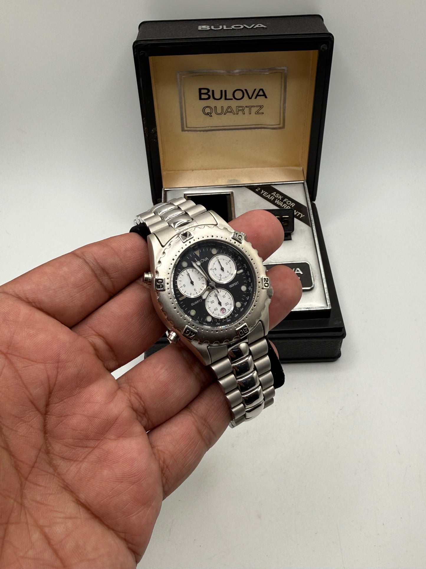 Bulova Quartz Chronograph 150FT Stainless Steel Men’s Wristwatch w/ Original Box