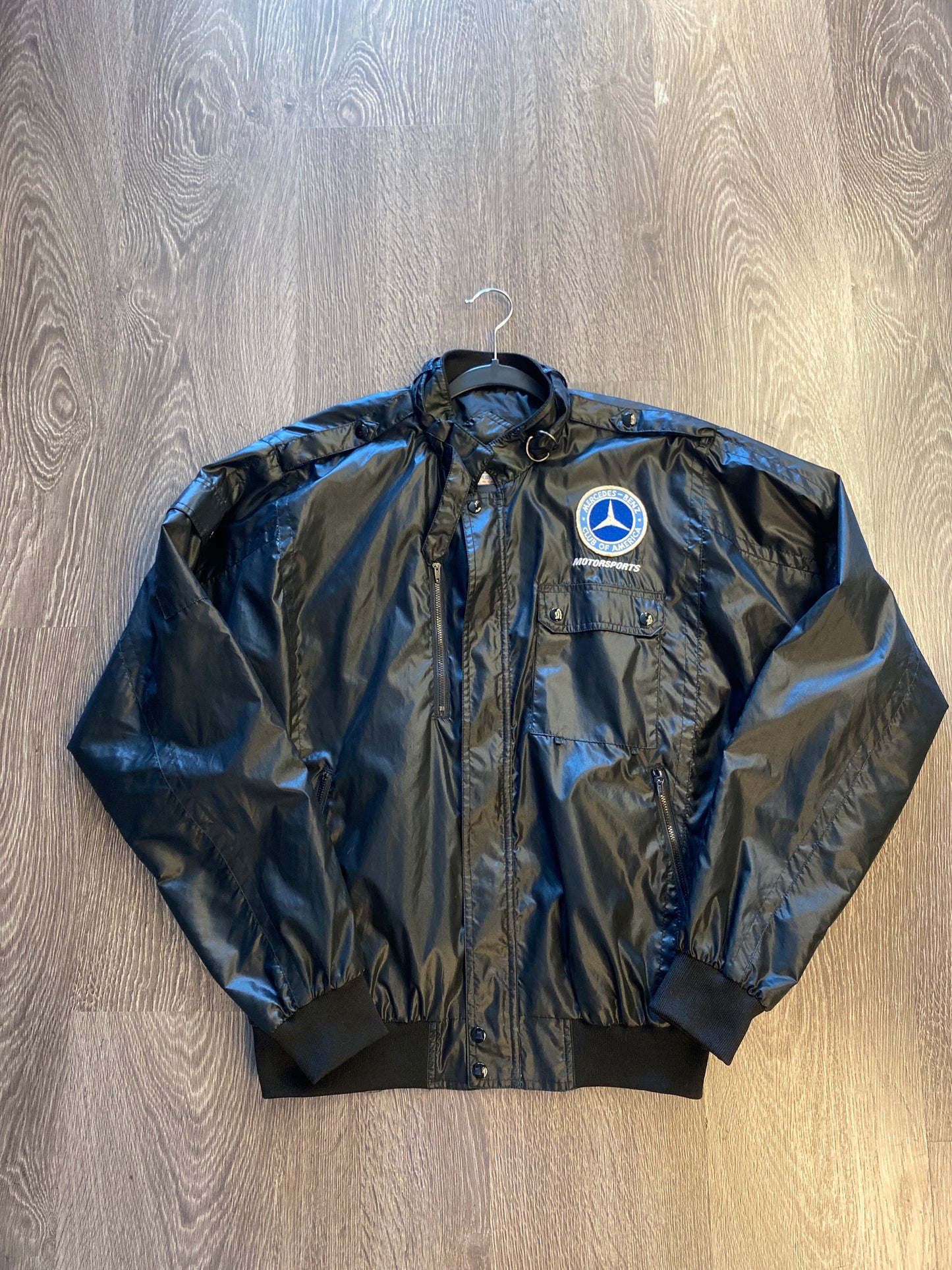 Vintage Mercedes Benz Club Of America Motorsports Nylon Jacket Black Sz Large
