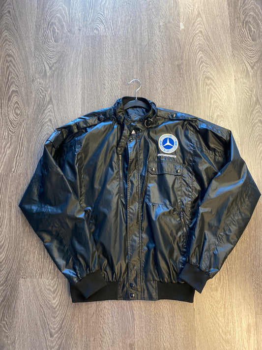 Vintage Mercedes Benz Club Of America Motorsports Nylon Jacket Black Sz Large