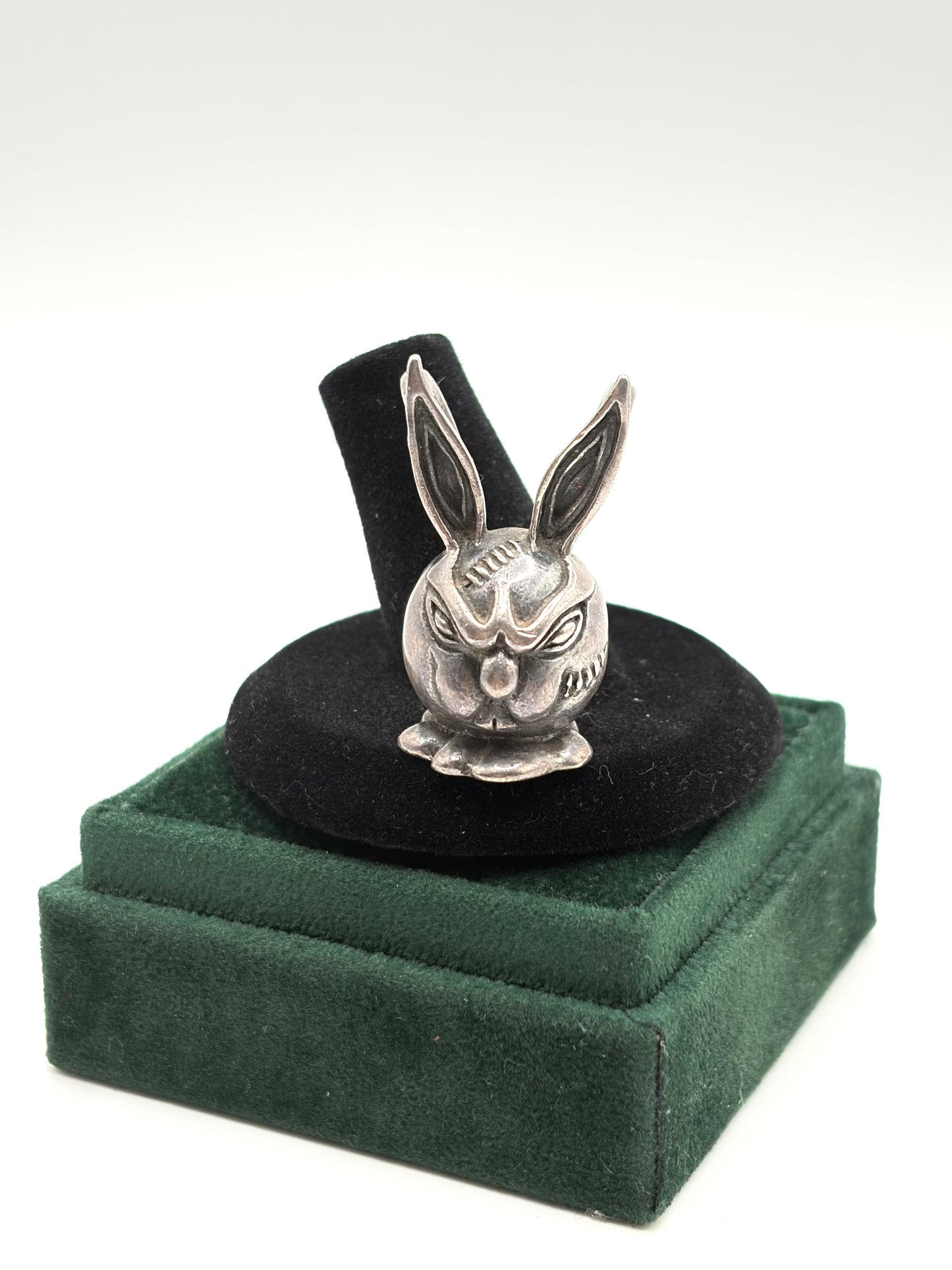 .925 Sterling Silver Angry Bunny Rabbit Pendent