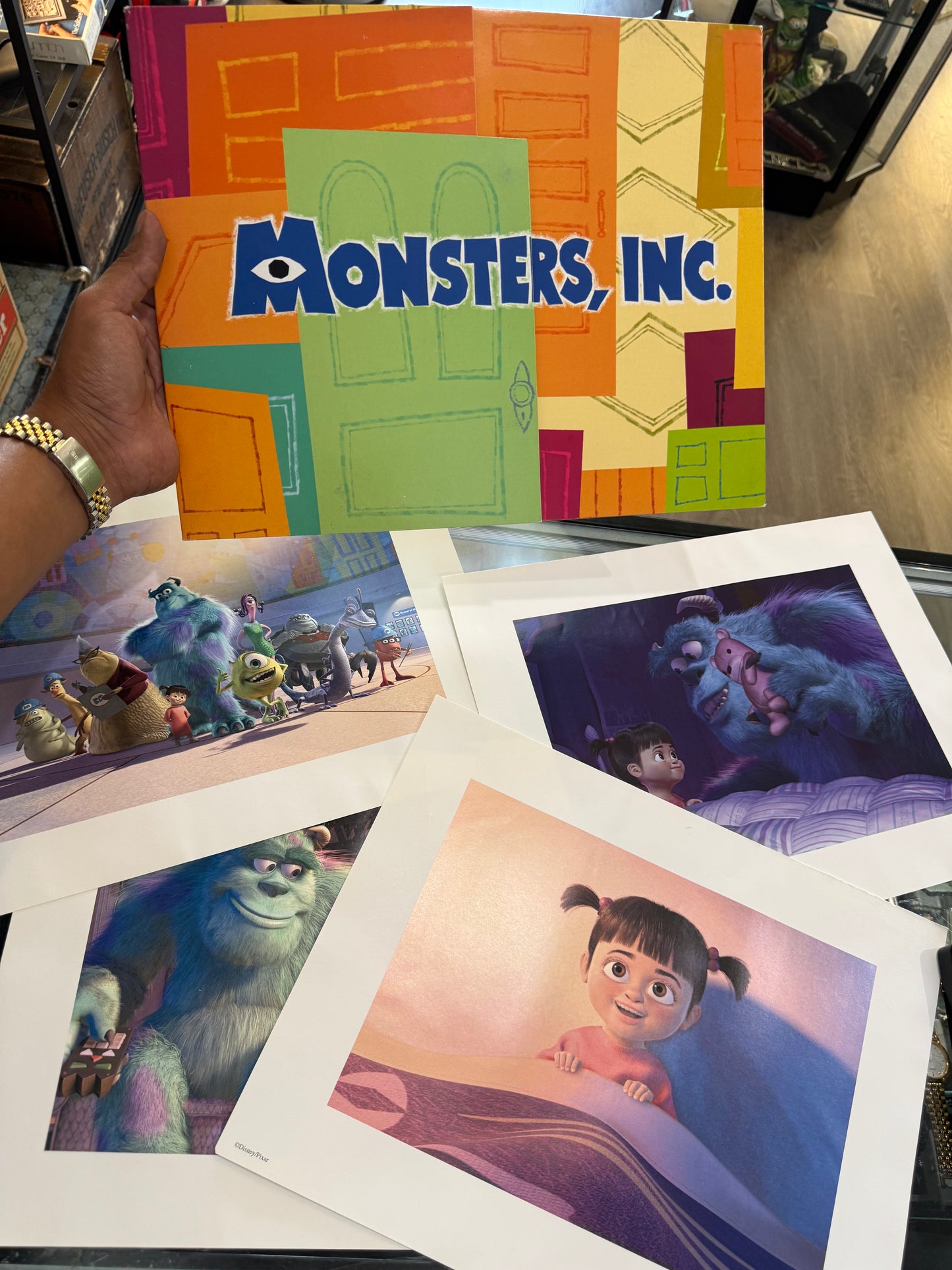 MONSTERS INC Limited Edition 4PC Lithograph Set & Portfolio 2001 DISNEY STORE