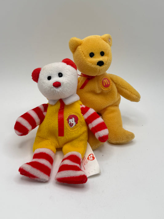 TY Beanie Babies Ronald McDonald & McDonald’s Bear Plush Set (With Tags)