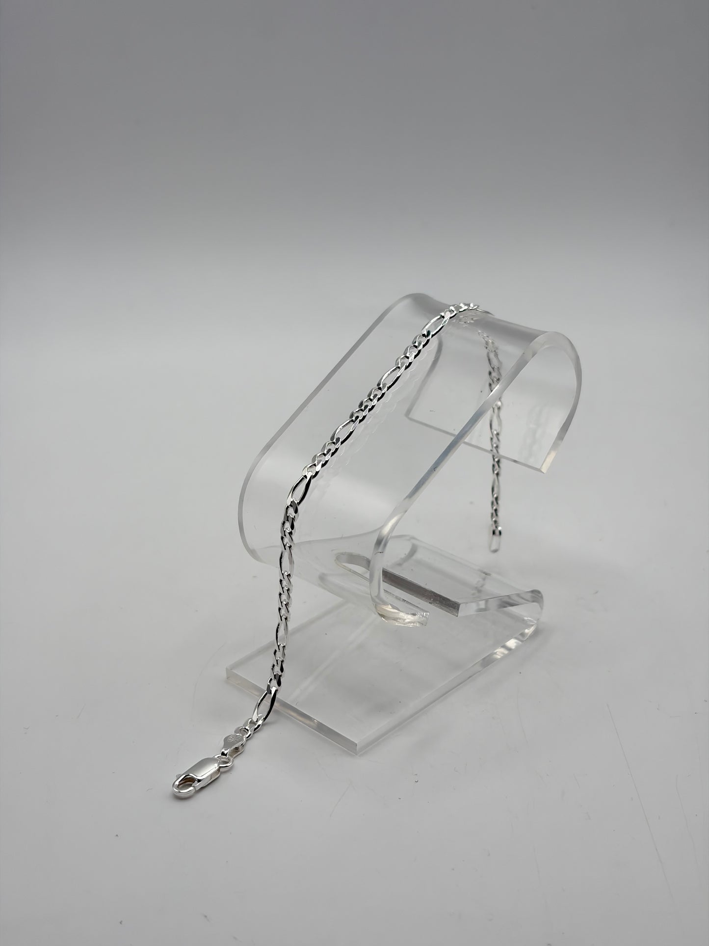 .925 Sterling Silver Figaro Bracelet 8in