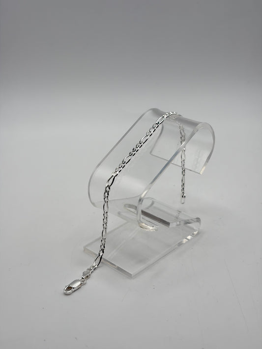 .925 Sterling Silver Figaro Bracelet 8in
