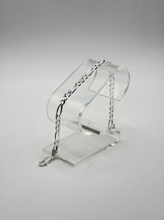 .925 Sterling Silver Figaro Bracelet 8in