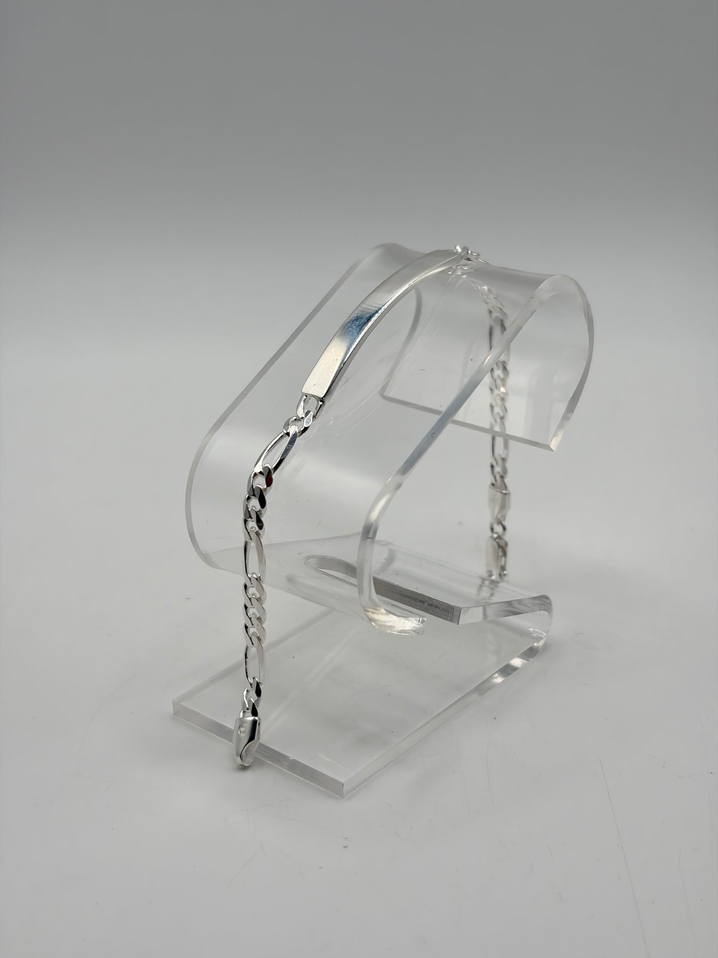 .925 Sterling Silver Figaro Name Tag  Bracelet 7in