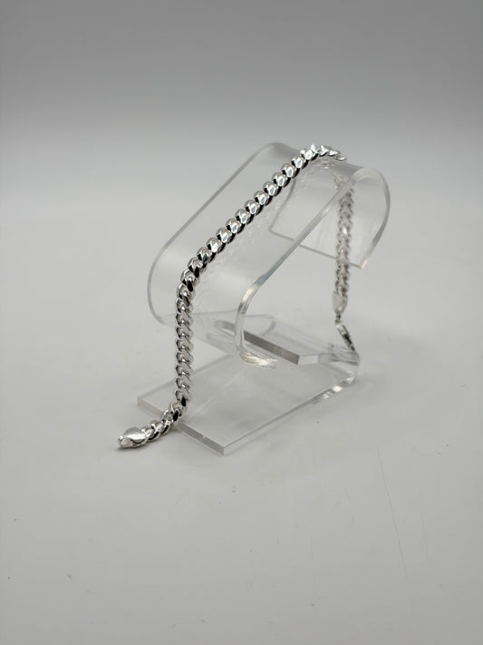 .925 Sterling Silver solid Cuban Link Bracelet 8in