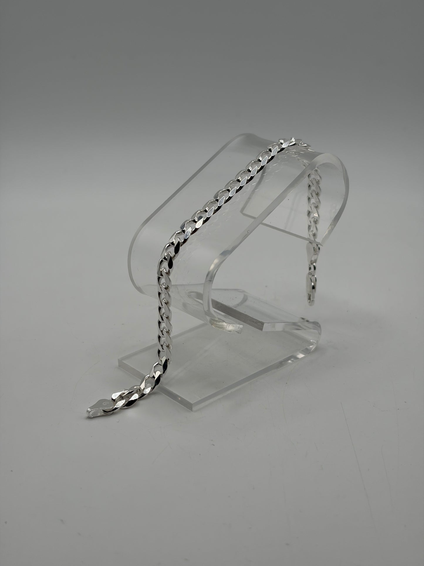 .925 Sterling Silver Cuban Link Bracelet 8in