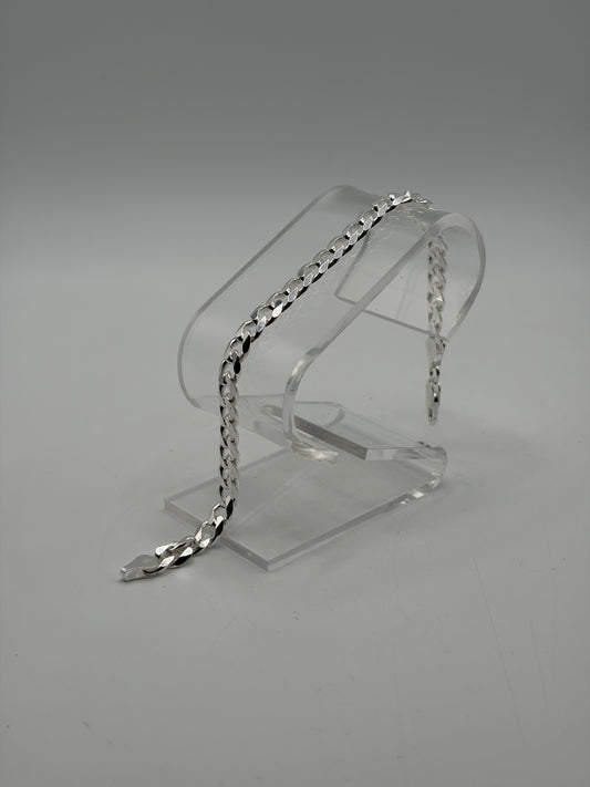 .925 Sterling Silver Cuban Link Bracelet 8in