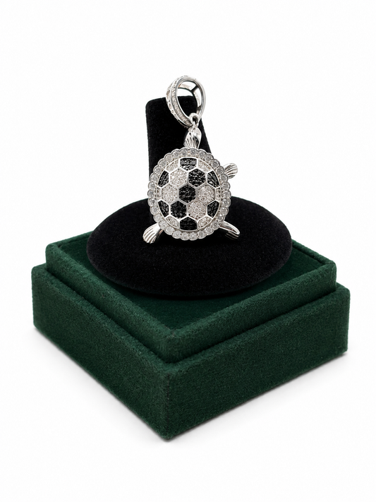 .925 Sterling Silver Turtle CZ Pendant