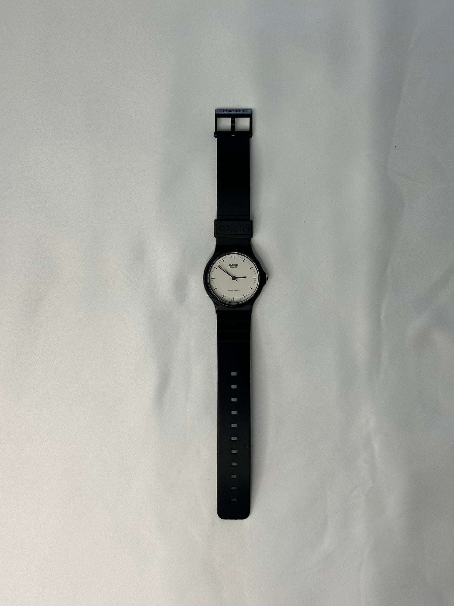 Casio Analog Quartz Watch – Black Strap, White Dial