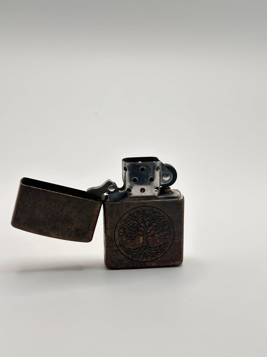 Vintage Style Tree of Life Engraved Metal Lighter