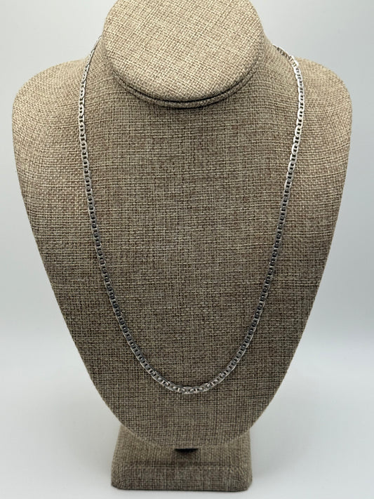 .925 Sterling Silver Box Link Chain Necklace 22”