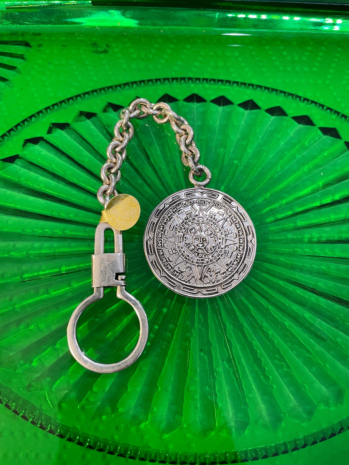 .925 sterling silver Aztec calendar keychain