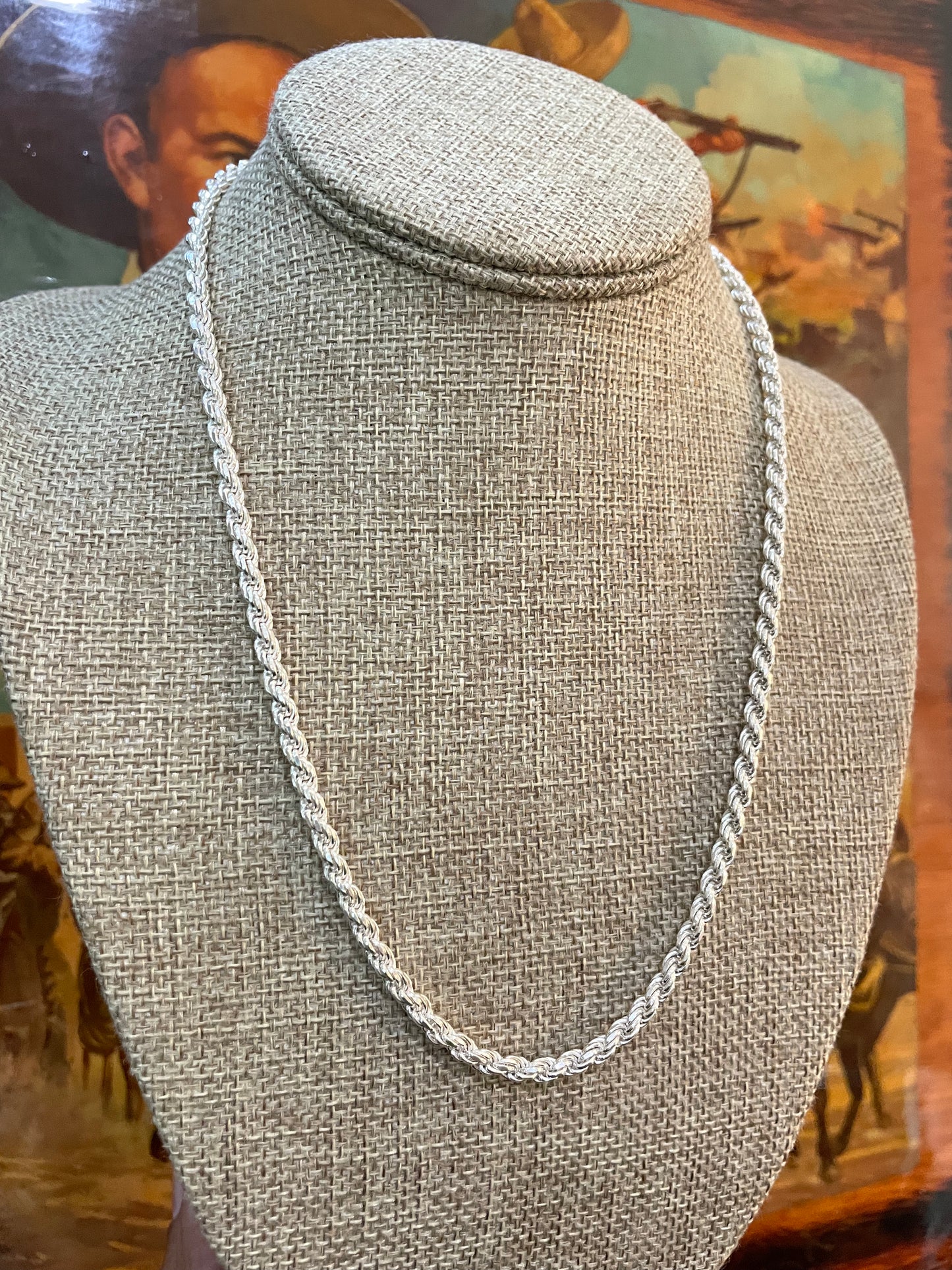 .925 sterling silver heavy rope chain 20 inch