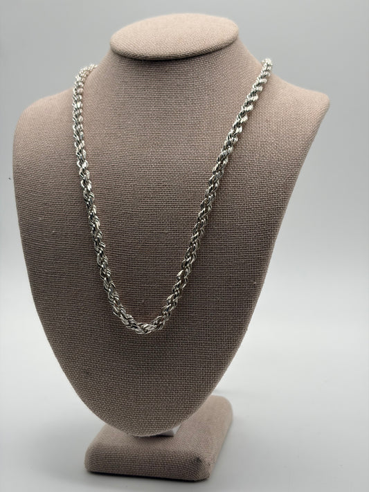 .925 Sterling Silver Rope Chain Necklace Sz. 26in