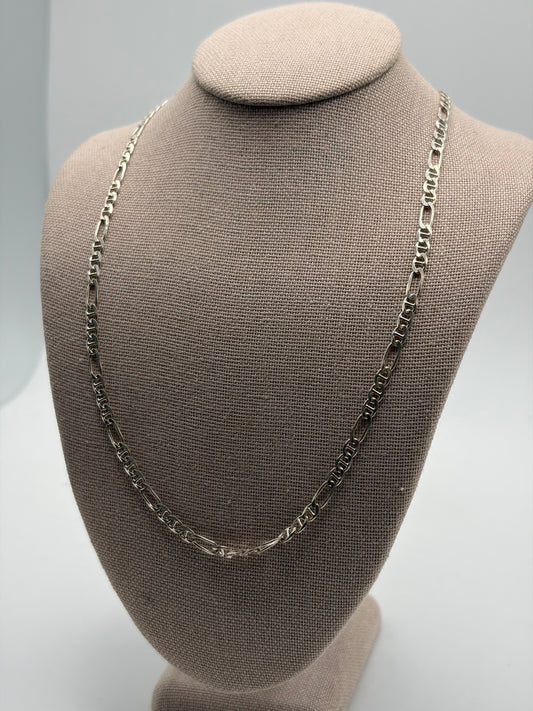 .925 Sterling Silver Figaro Link Chain Necklace Sz. 23in