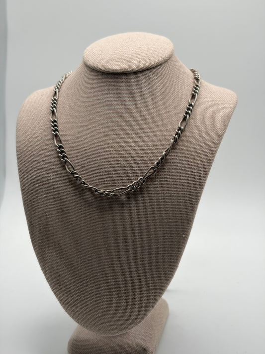 .925 Sterling Silver Twisted Figaro Link Chain Necklace Sz. 24in