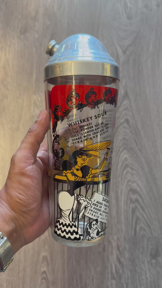 Vintage drink shaker with multiple recipes